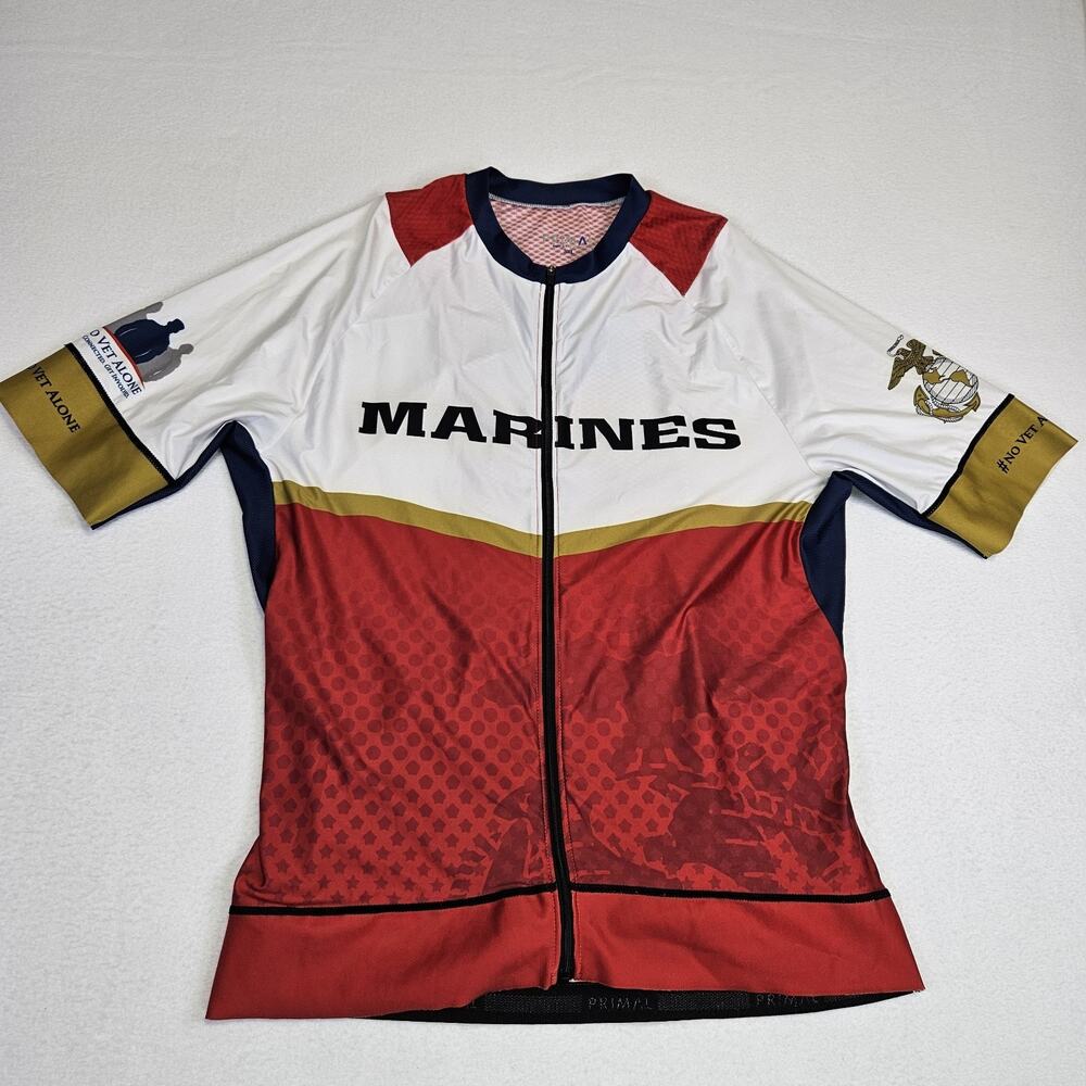 Primal Wear Cycling Jersey Mens 3XL Race Cut Marines Full Zip USA Patriotic Vets